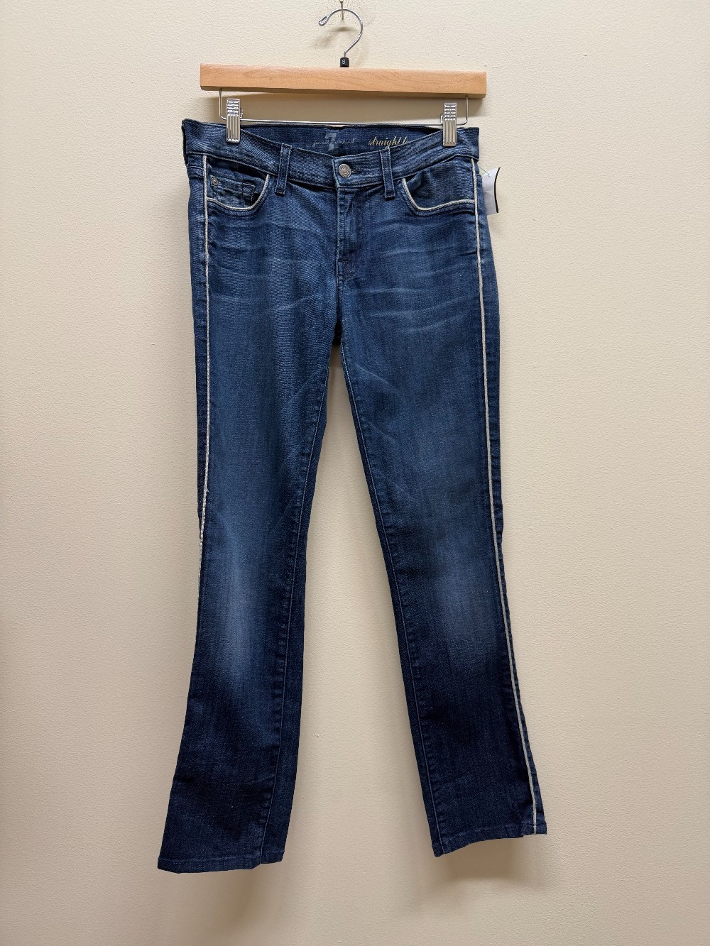 7 for all Mankind straight leg pin stripe jean