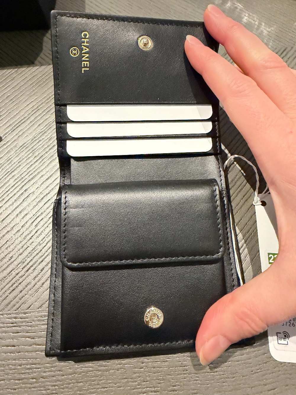 Chanel quilted small fold wallet new