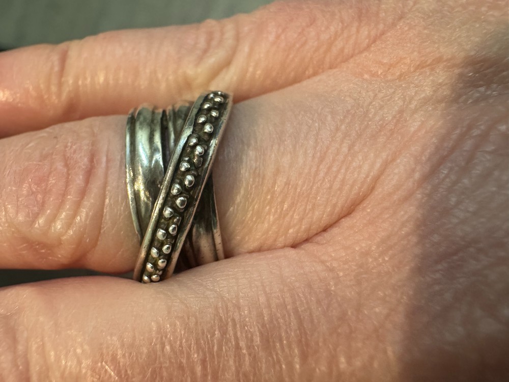 Michael Dawkins Starry night crossover pebble ring