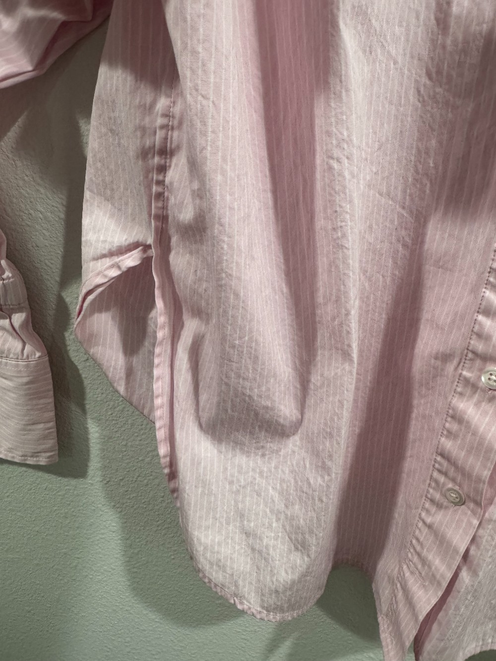 ALC. pinstripe button down sinced sleeve detail