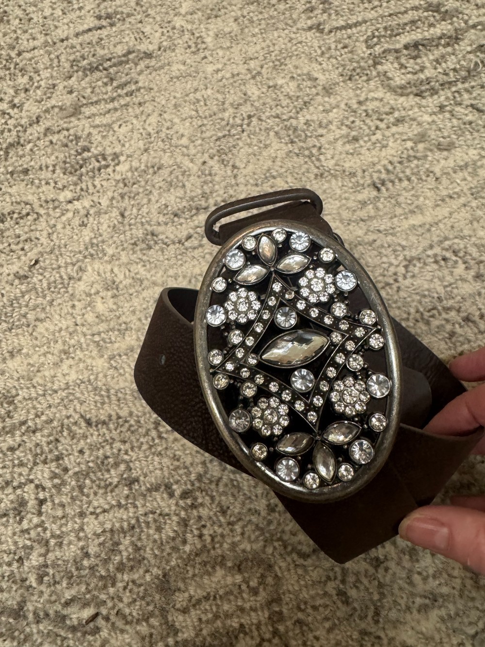 Vintage belt with diamond studded buckle