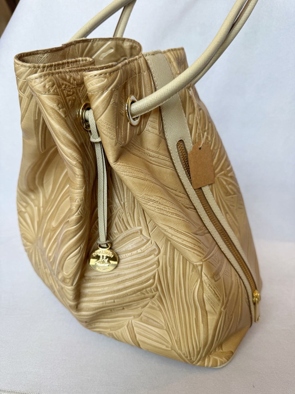 Brahmin Trina havana drawstring shoulder bag
