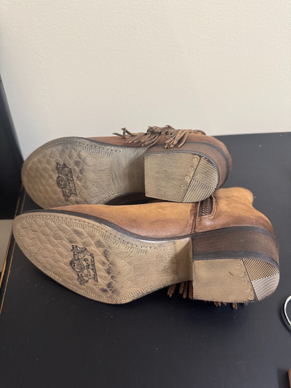 Circle G ankle leather fringe boot