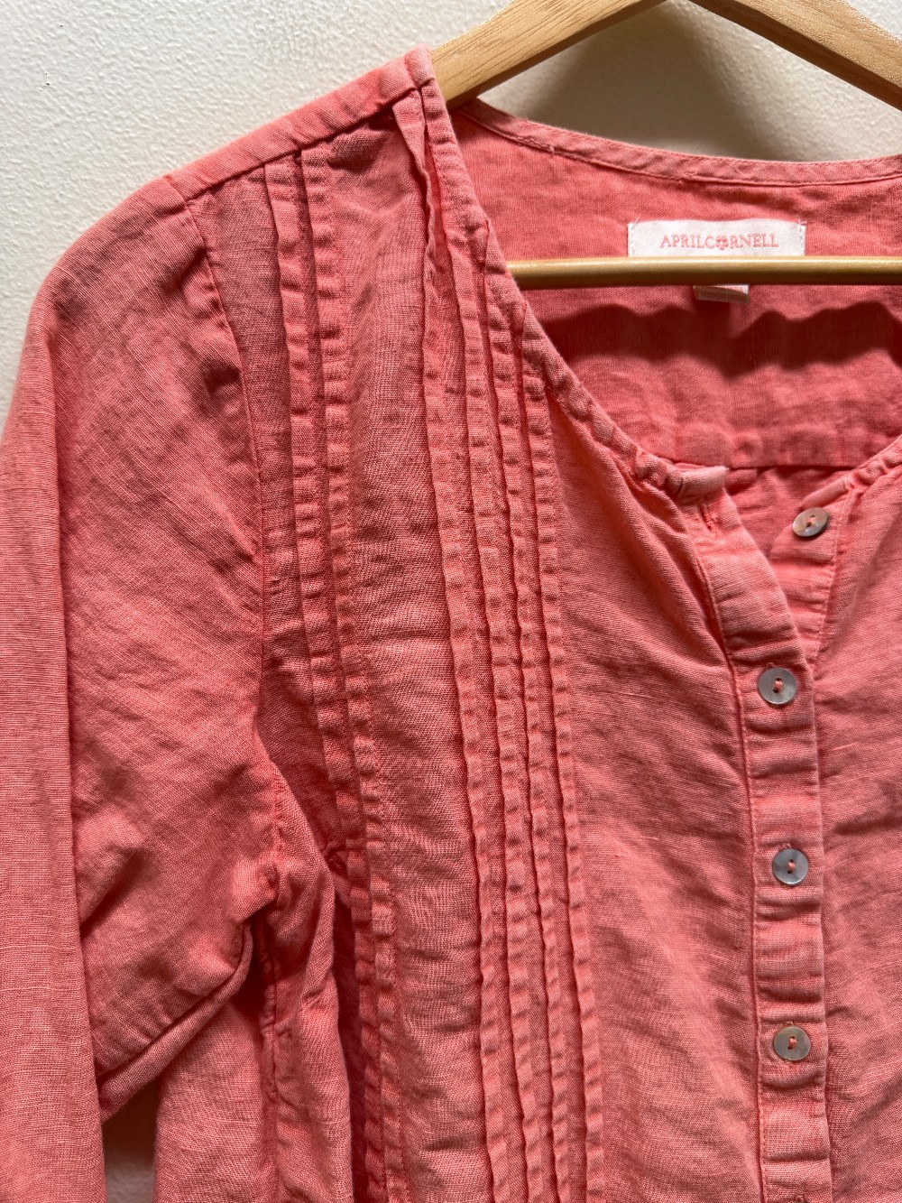 April Cornell silk and linen blend button down top