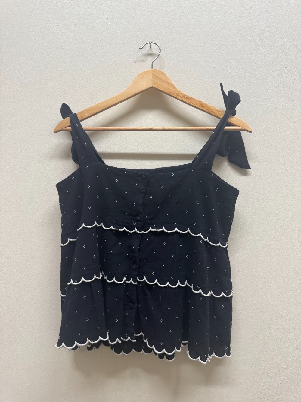 Sezane cotton tank bow tie top