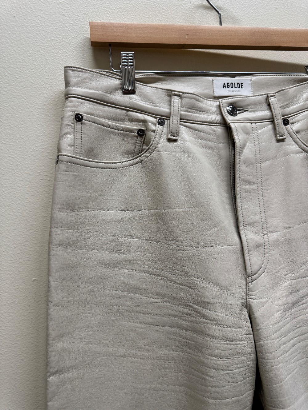 Agolde straight leg leather pants