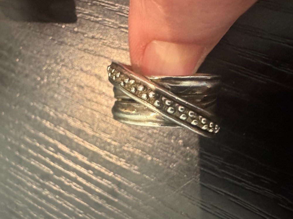 Michael Dawkins Starry night crossover pebble ring