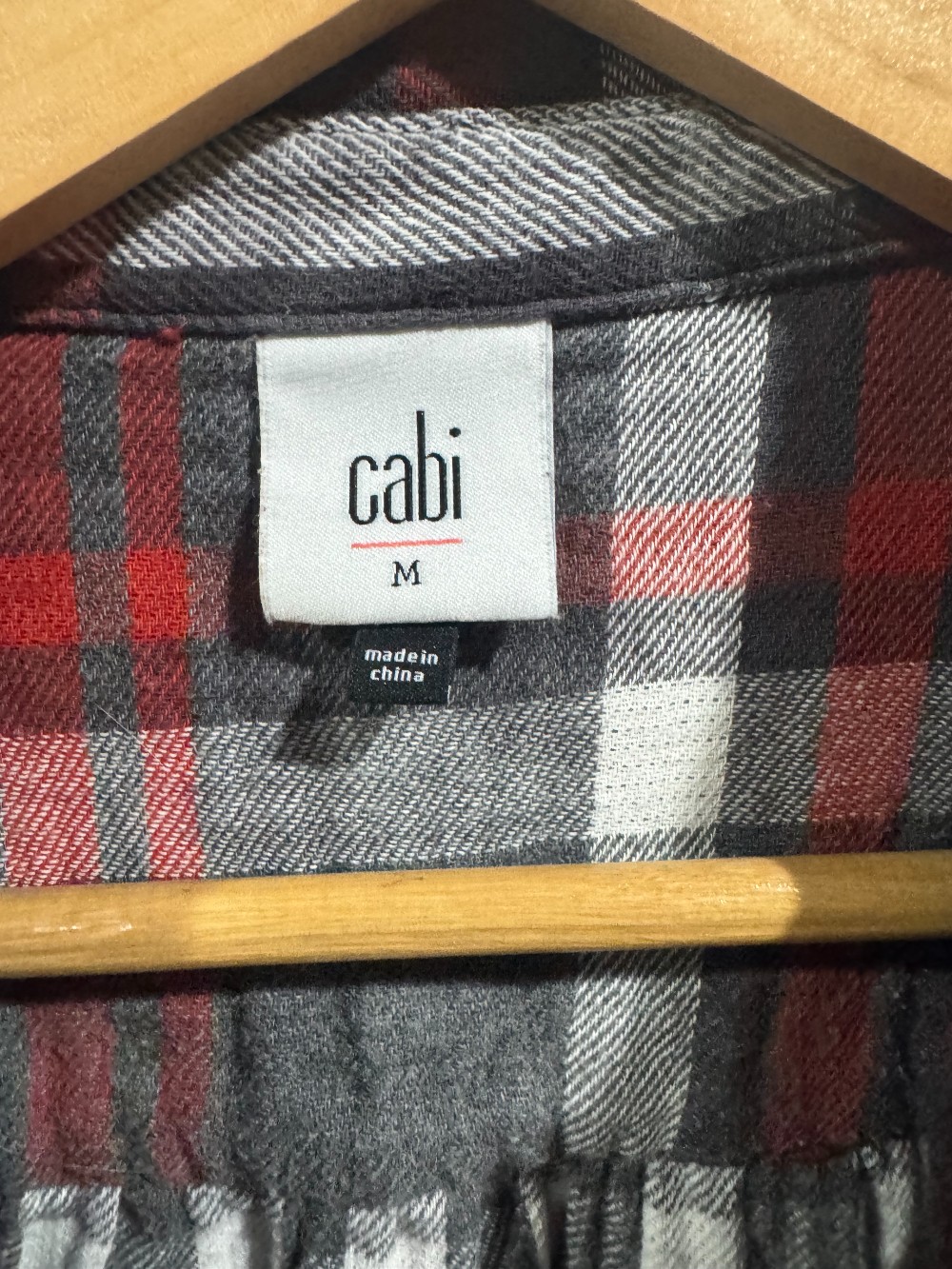 CAbi flannel  lined button down jacket with pockets