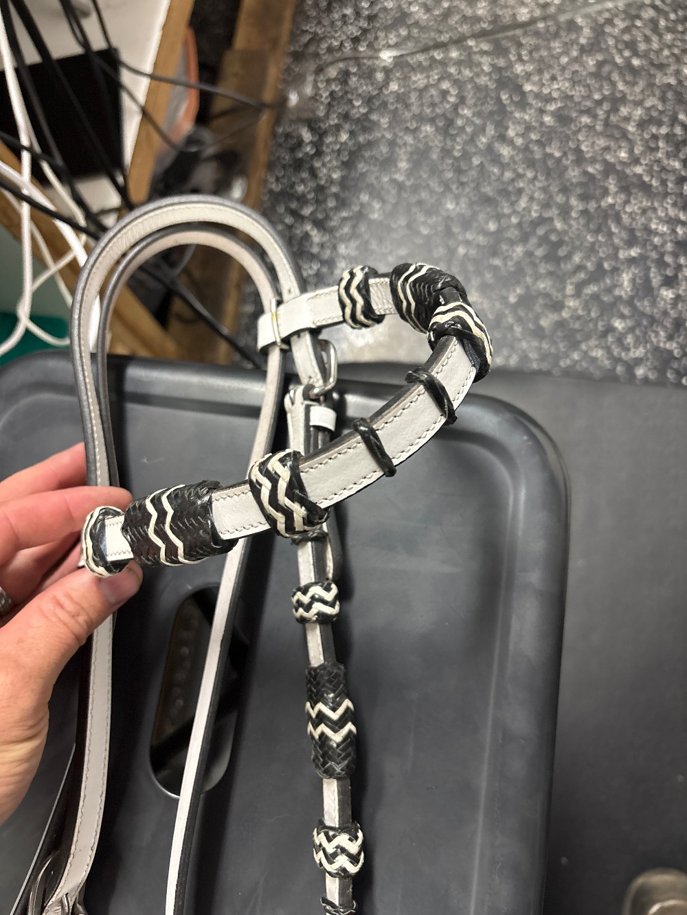 Bridle black/white horse size