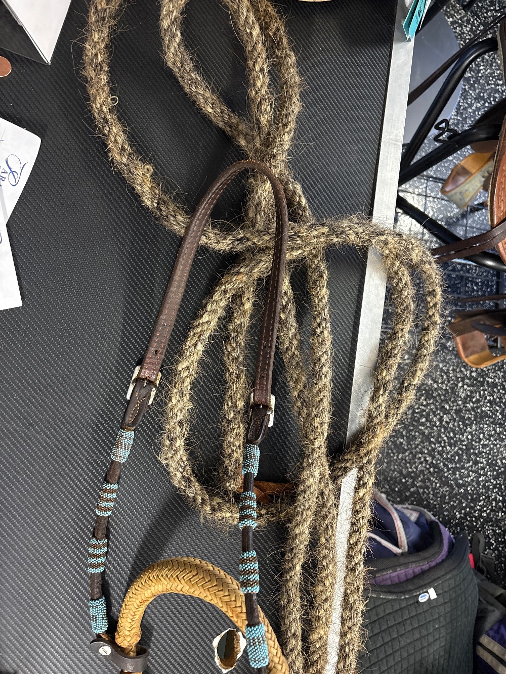 Bosal/beaded headstall/horse hair reins