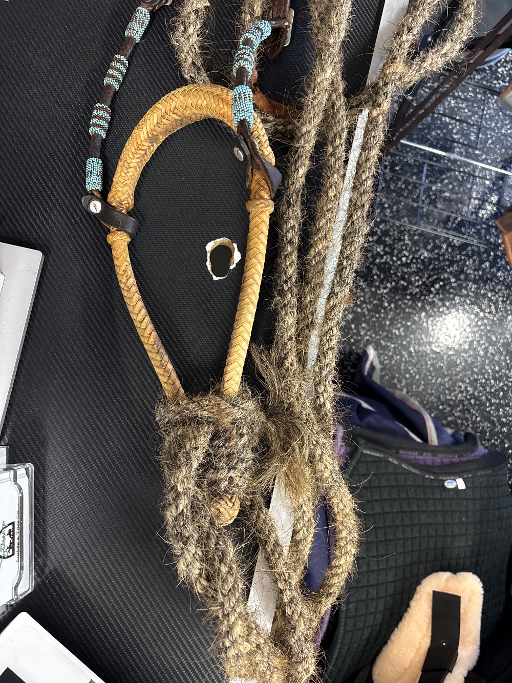 Bosal/beaded headstall/horse hair reins