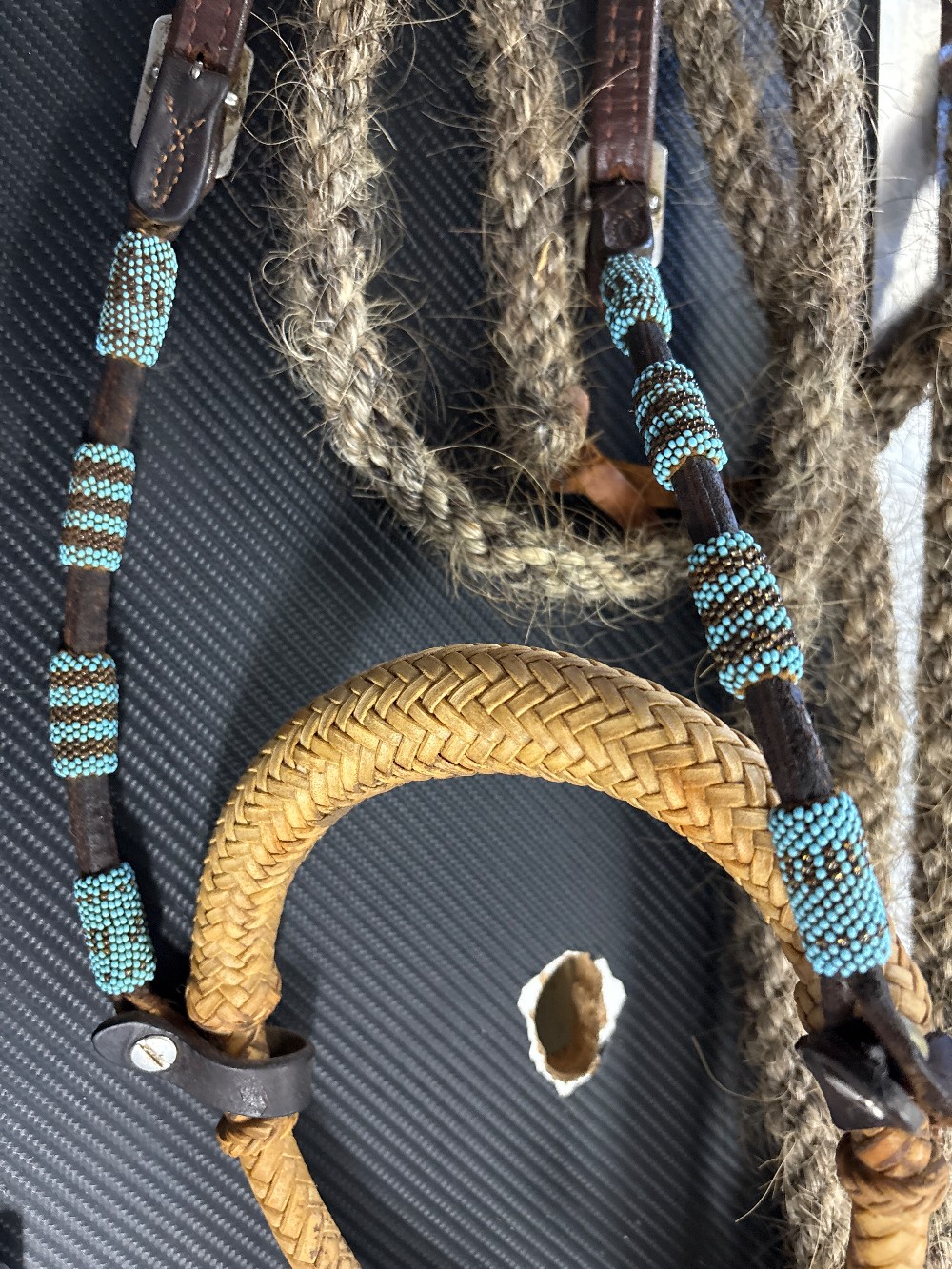Bosal/beaded headstall/horse hair reins