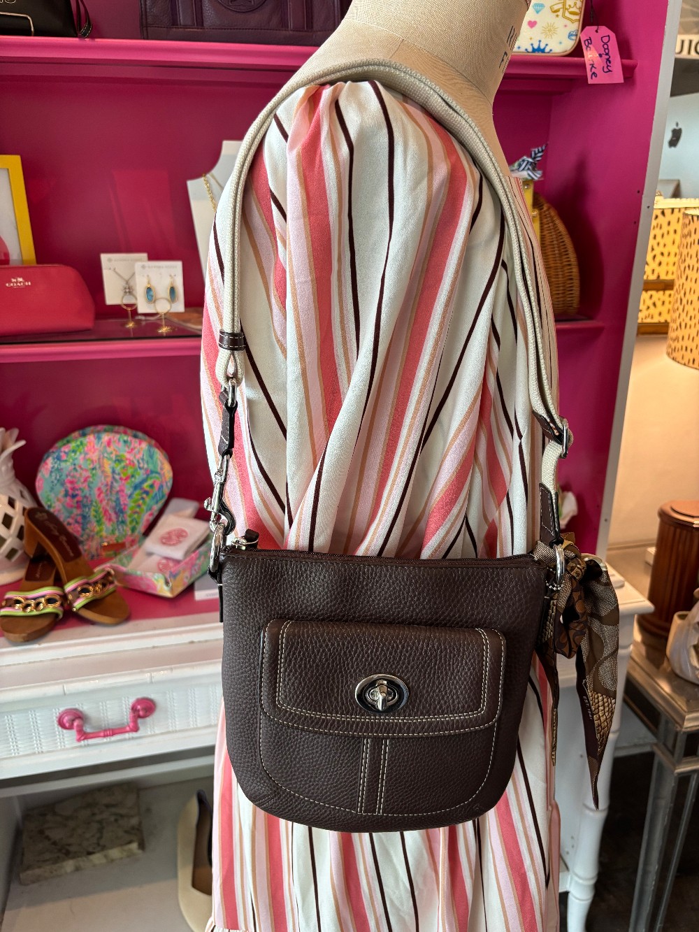 Coach Hamilton brown pebbled leather crossbody