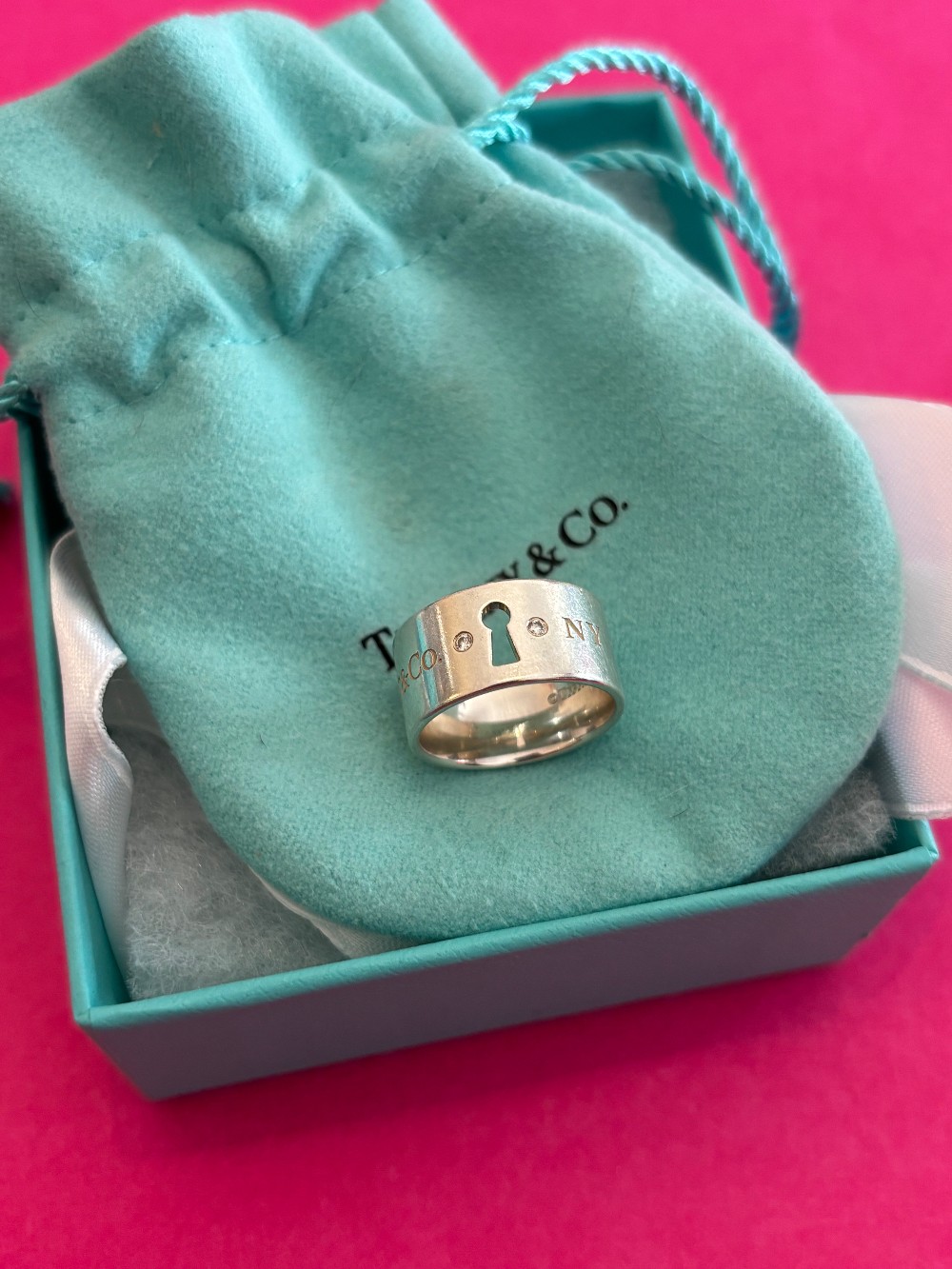 Tiffany & Co. Sterling Silver Keyhole Motif with diamond size 5