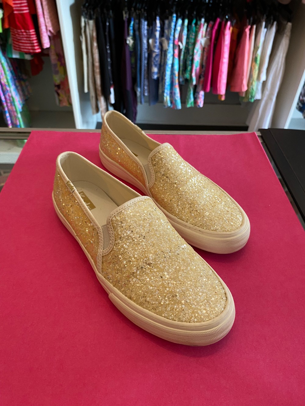 Keds sparkly yellow slip ons size 7.5