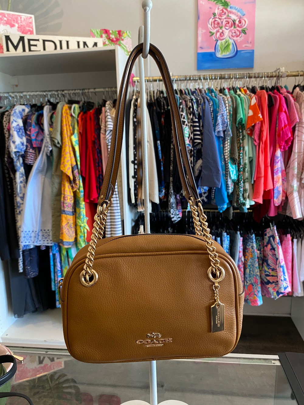 Coach C1580 brown leather shoulder bag