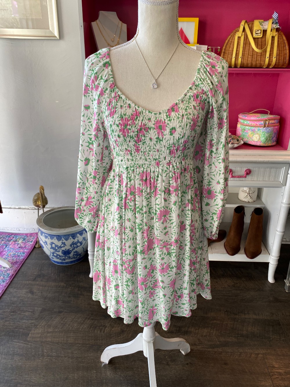 Cha Sor floral dress size small