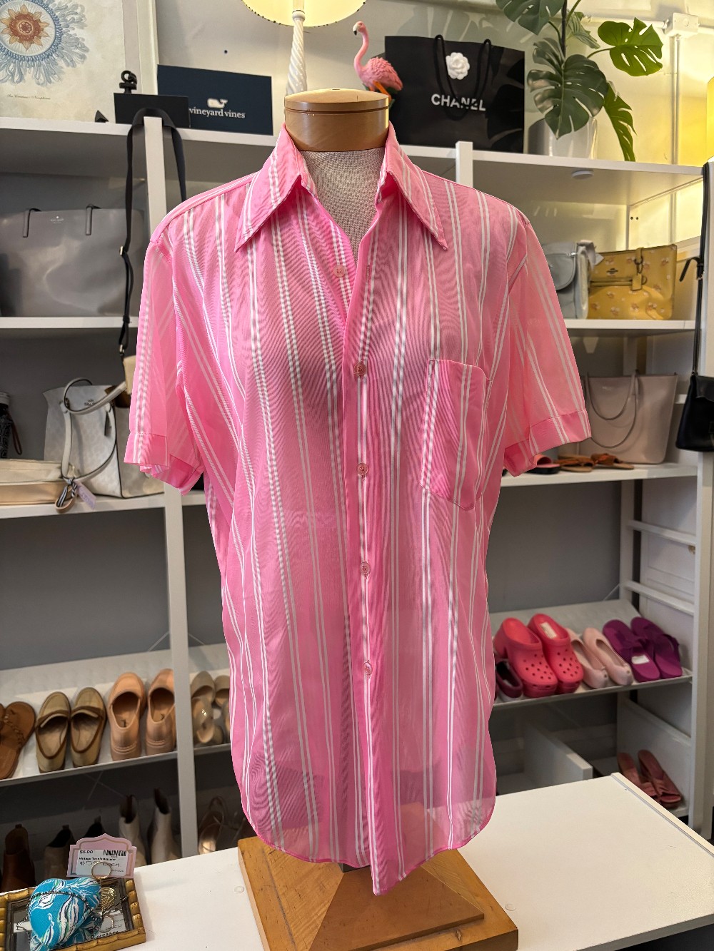Sir Walter vintage pink/white button down for Men size 15