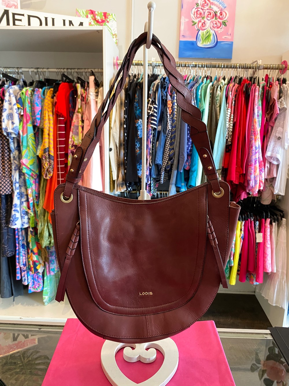 Lodis brown leather shoulder bag