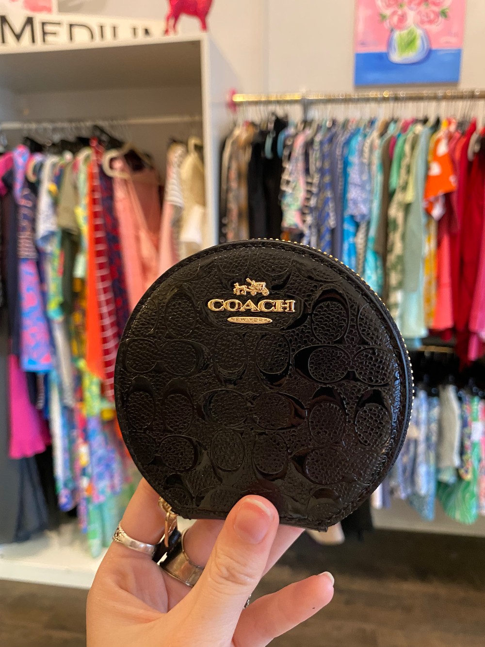 Coach signature round coin purse