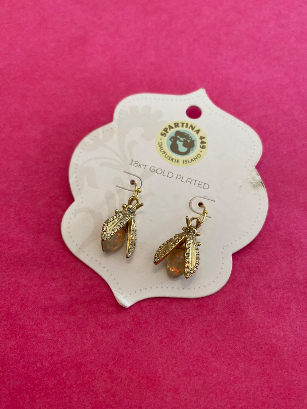NWT Spartina 449 Bee Earrings - 18K Gold Plated