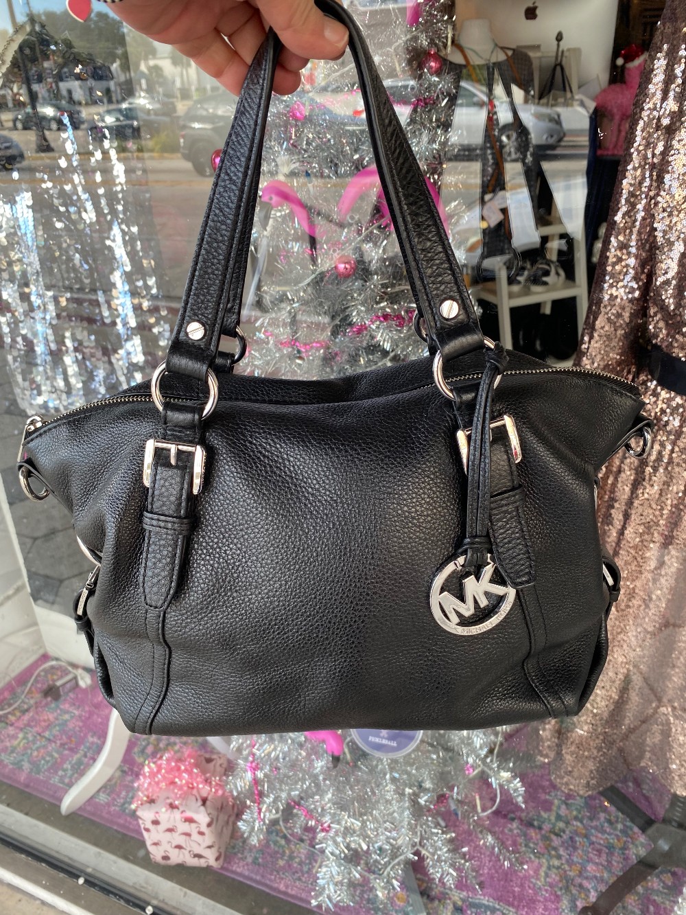 Michael Kors black pebbled leather bag