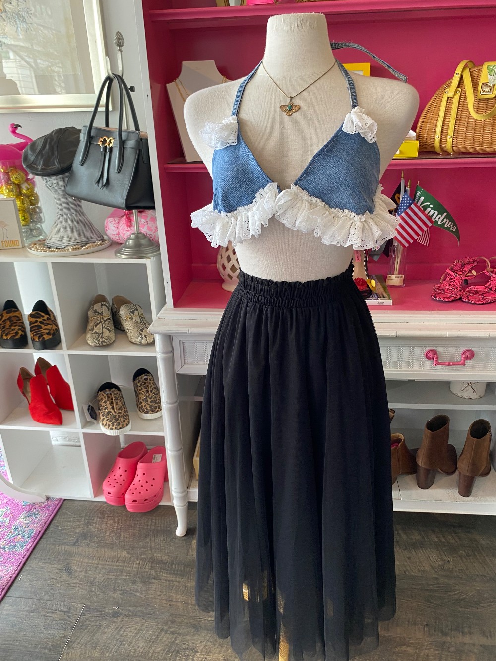 Custom denim top size medium