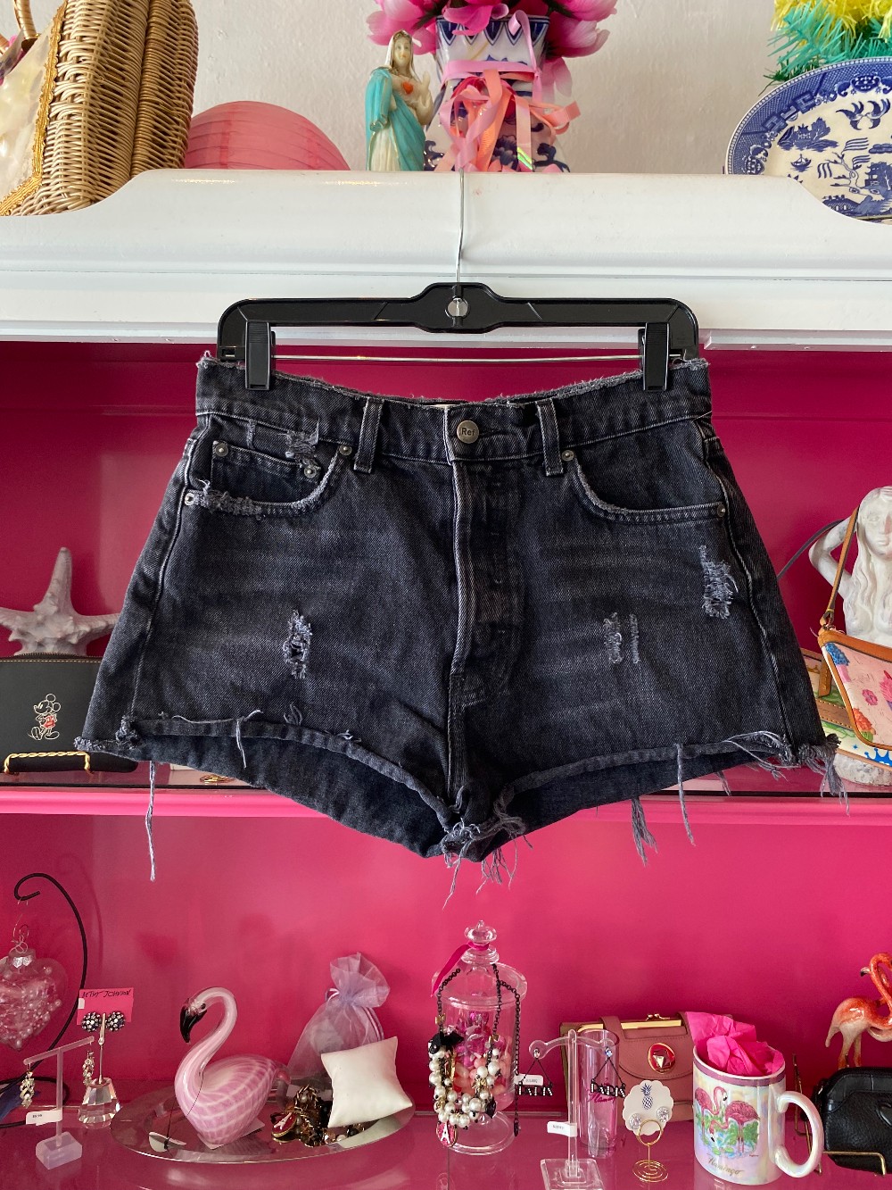 Reformation black denim shorts size 28