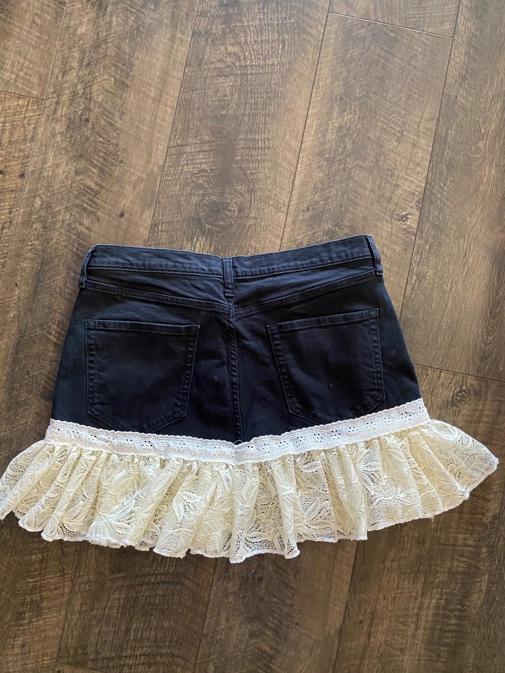 Custom denim skirt with lace size 12/14