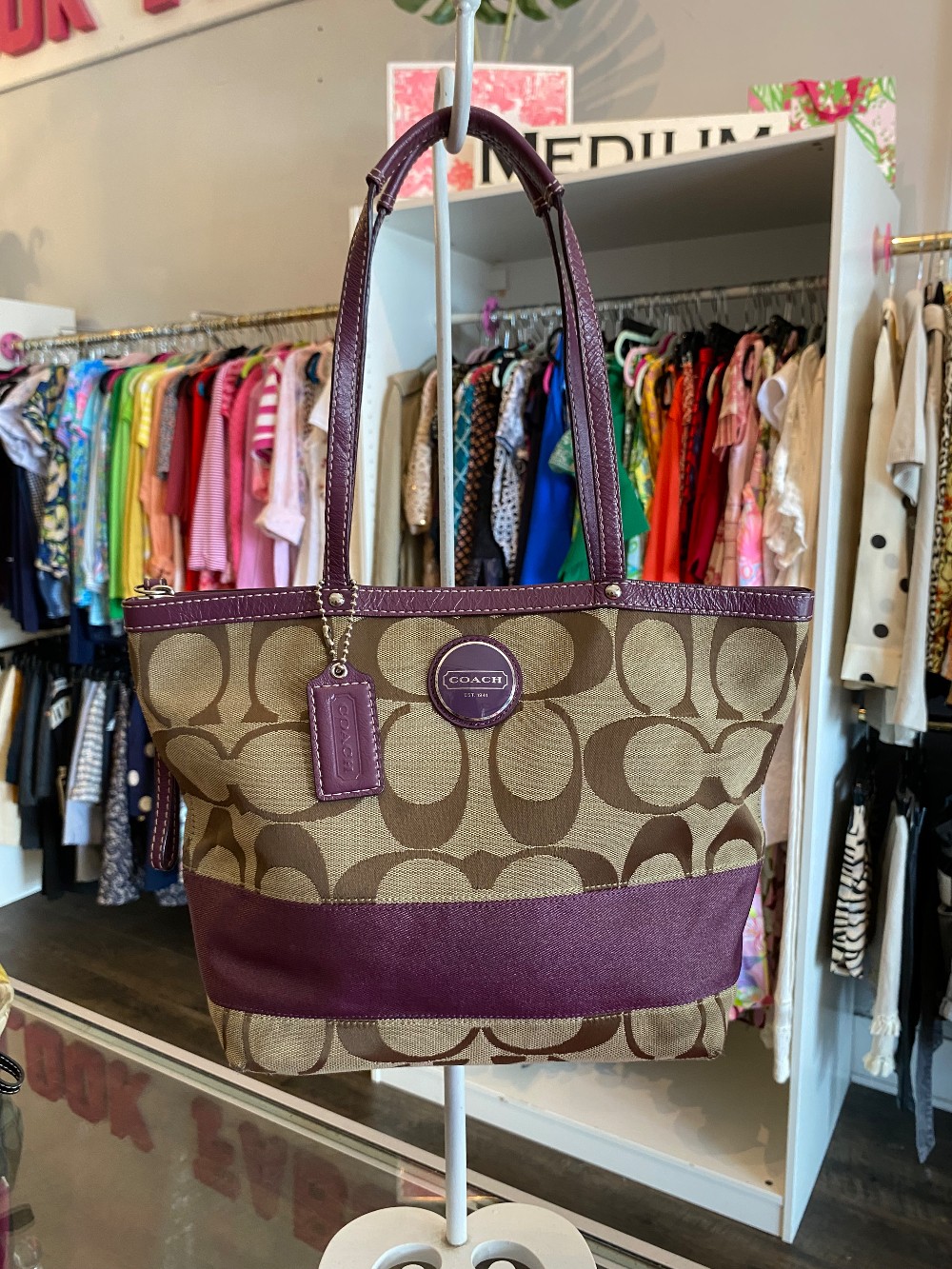 Coach signature vintage stripe shoulder bag