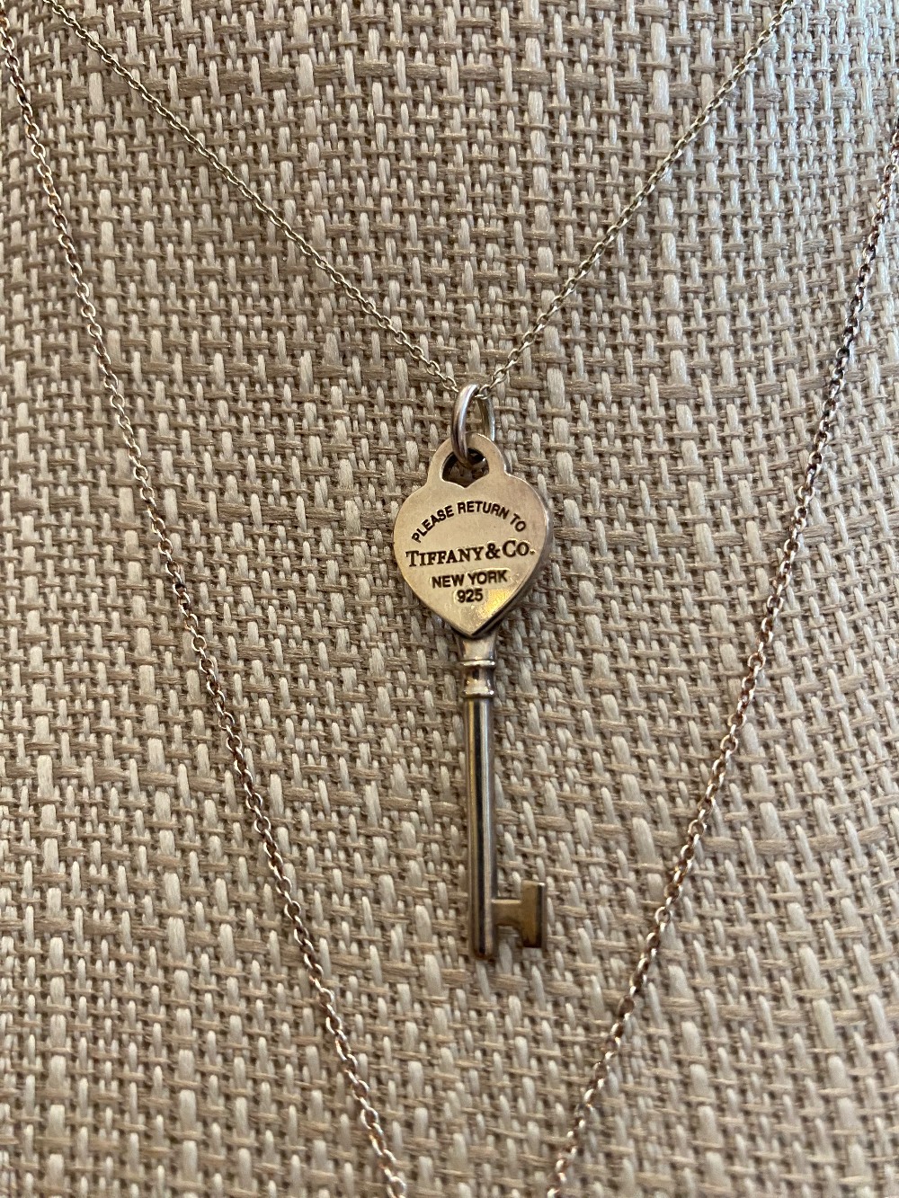 Tiffany & Co. Sterling Silver Heart Key Pendant and Necklace