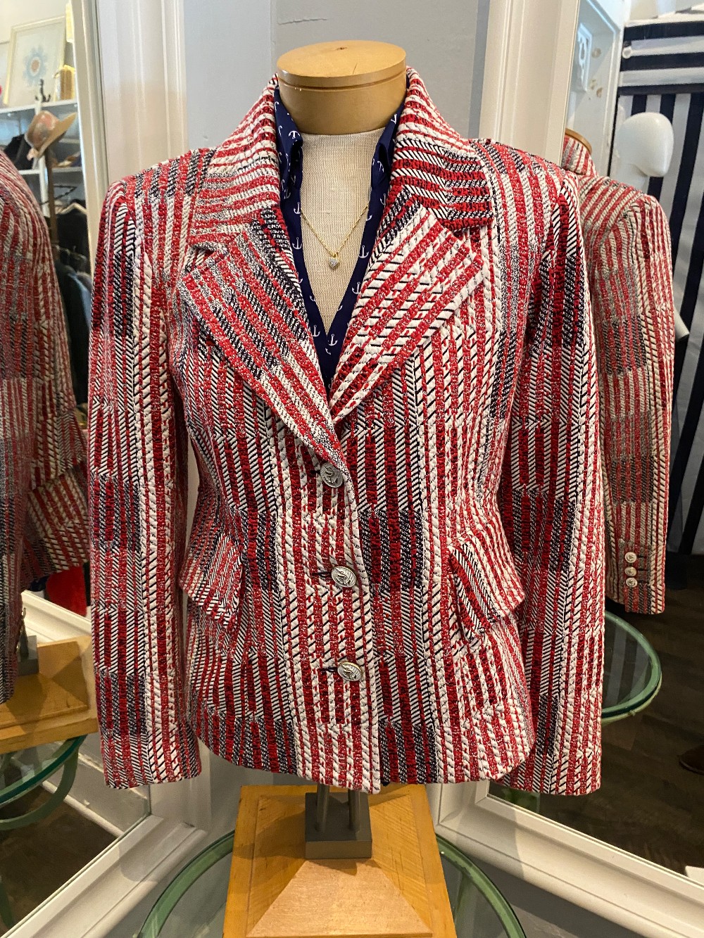 Cabi striped red blazer size S