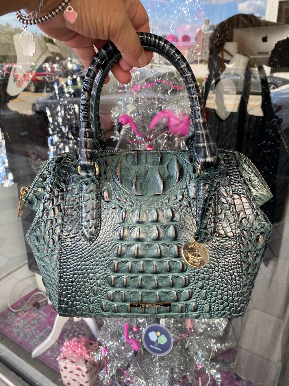 Brahmin in blue with silver