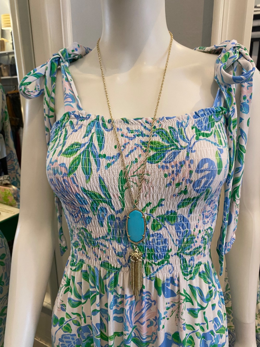 Kendra Scott Long Necklace with faux turquoise stone