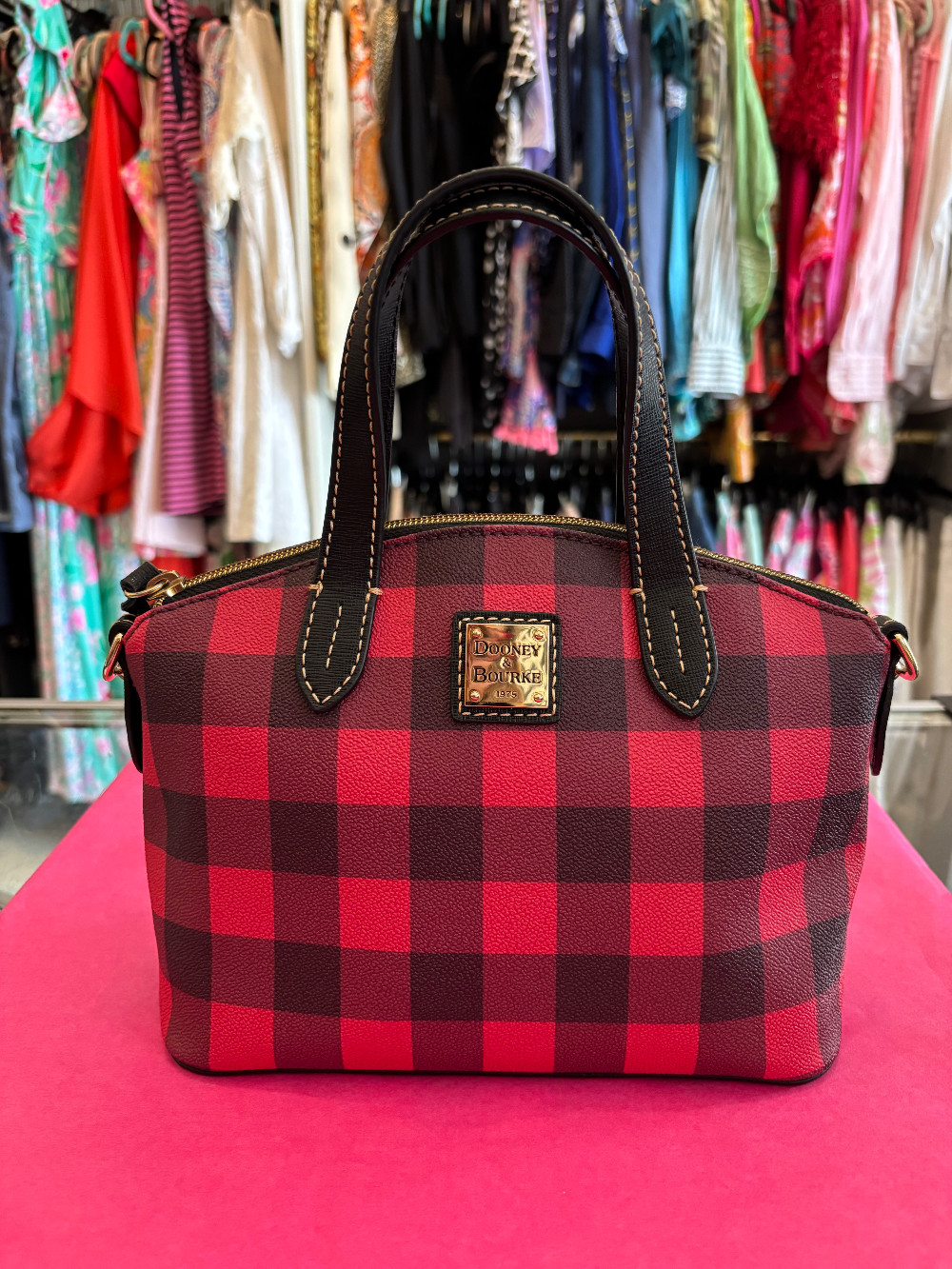 Dooney & Burke red/black plaid handbag