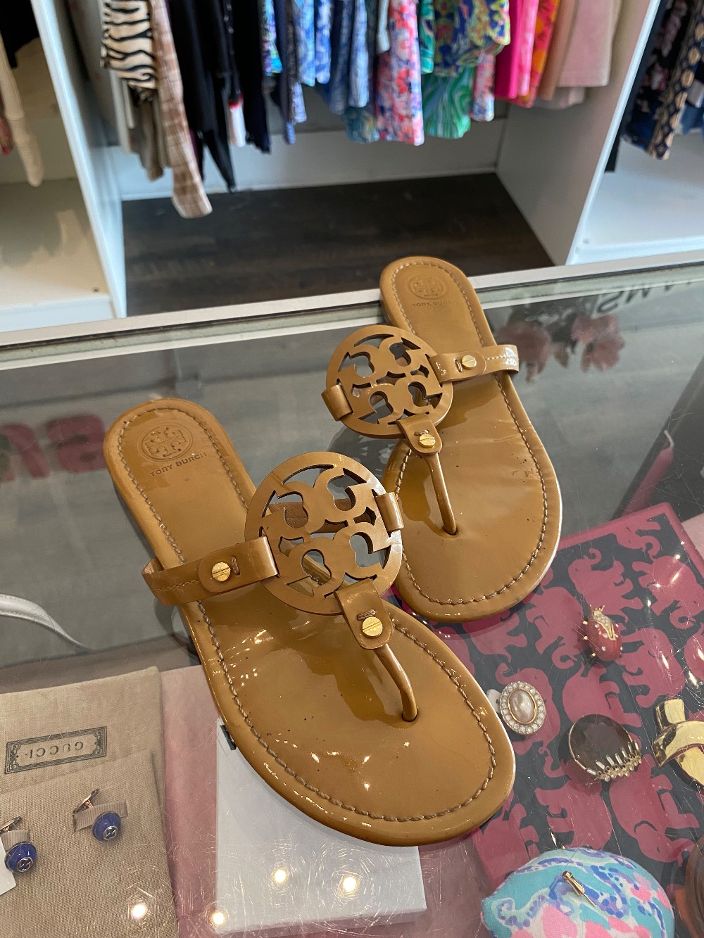 Tory Burch Miller patent leather sandals size 8