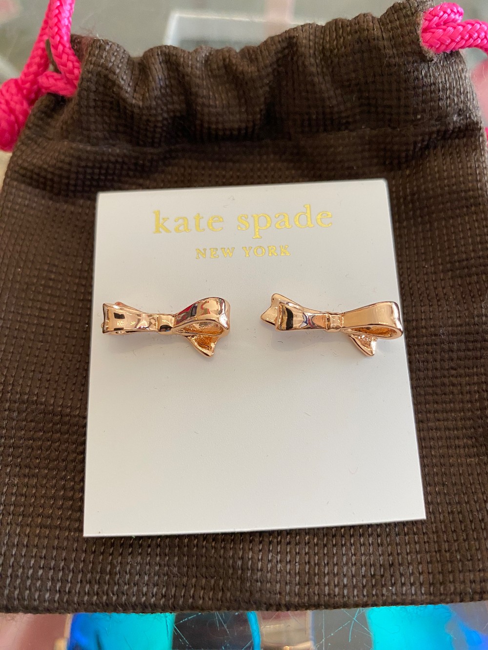Kate Spade rose gold bow stud earrings - New
