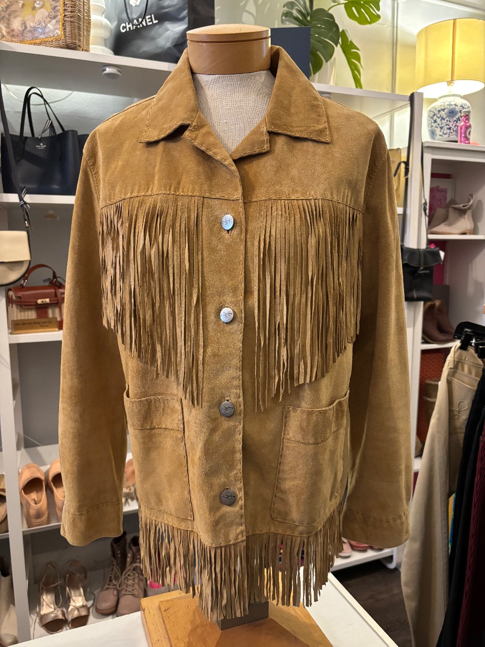 Chico's Suede Fringe Jacket size L NWT