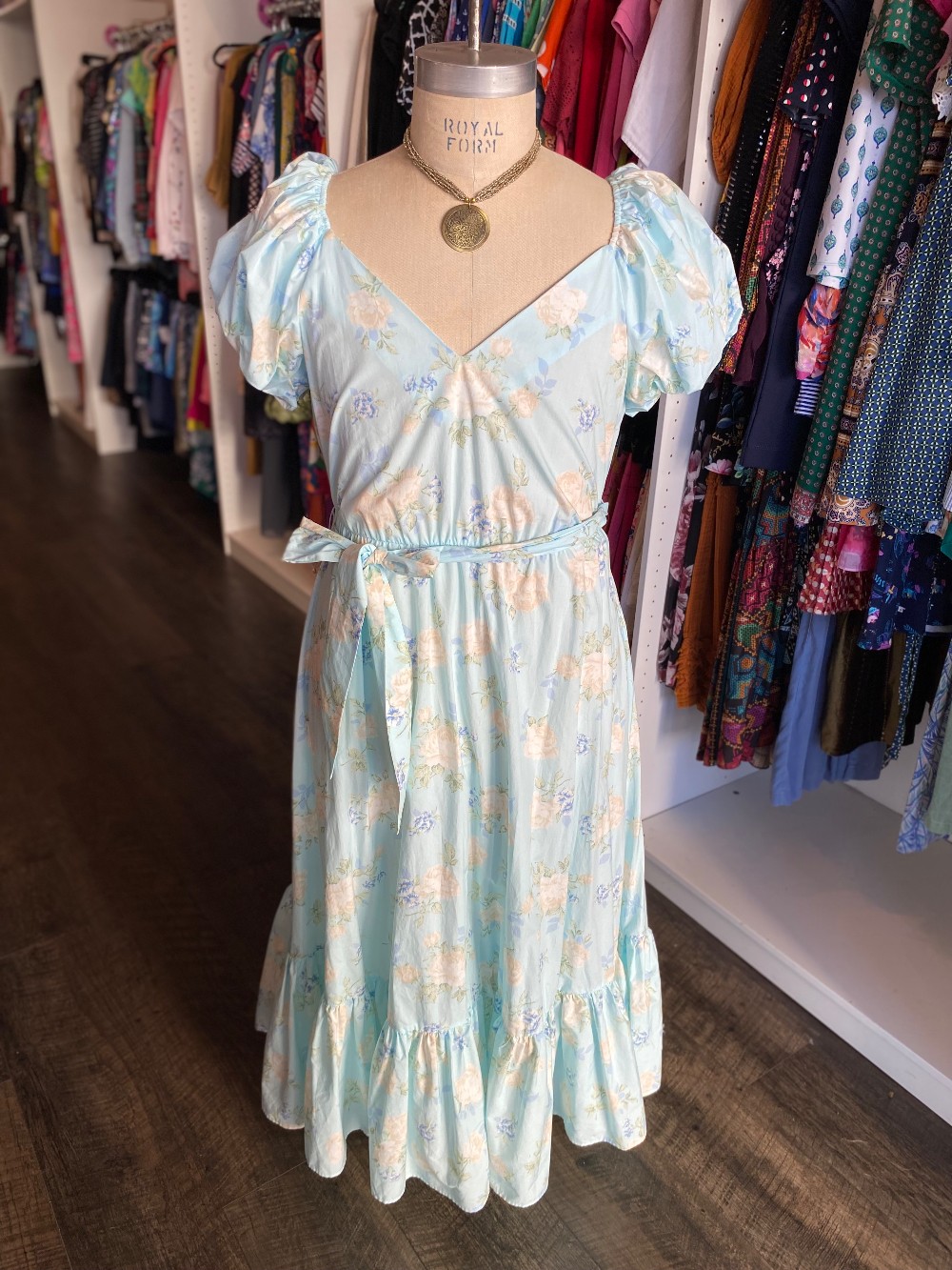 LoveShackFancy for Target blue floral maxi dress size 12