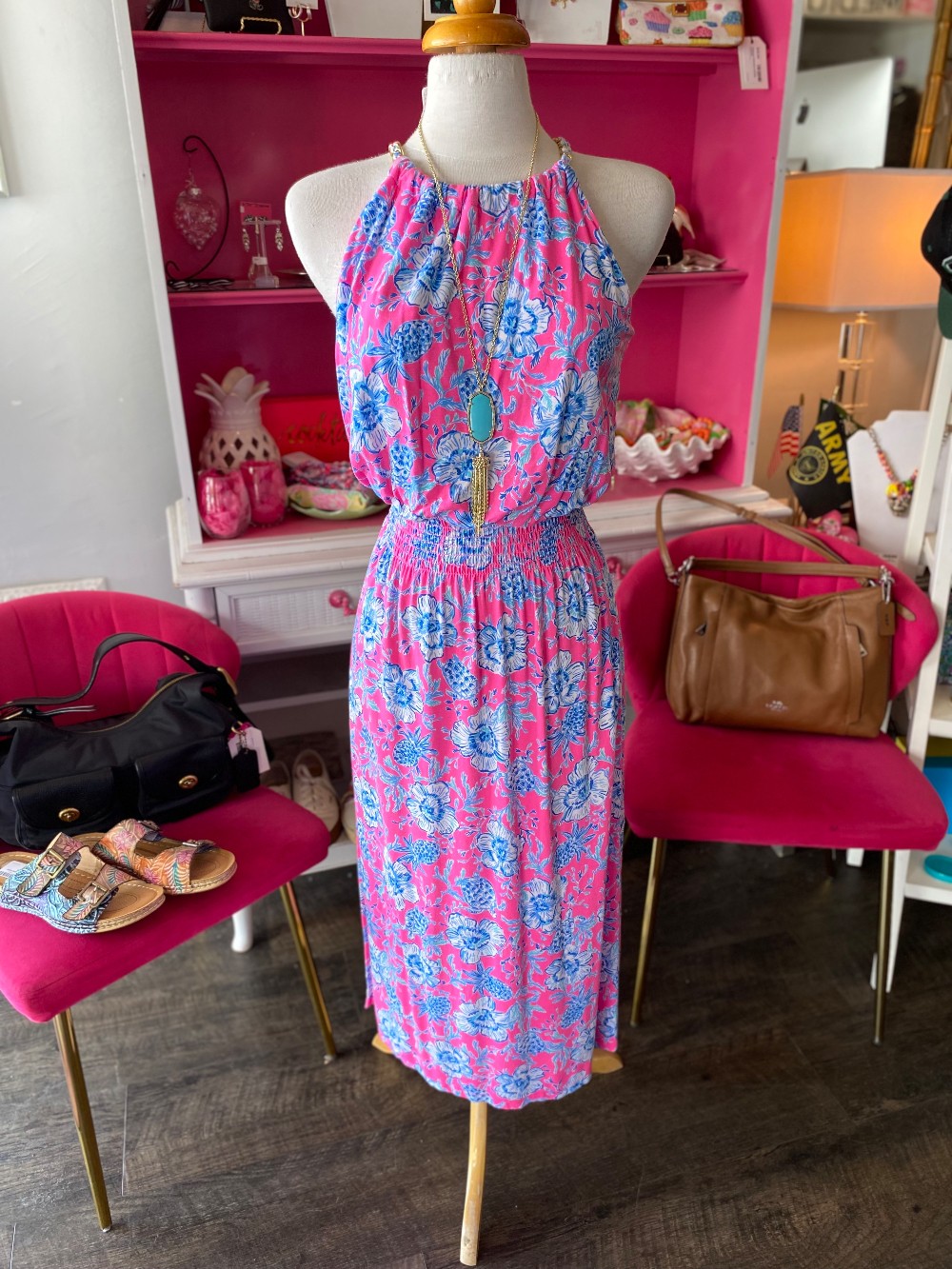 Lilly Pulitzer Gracelyn halter midi dress size M
