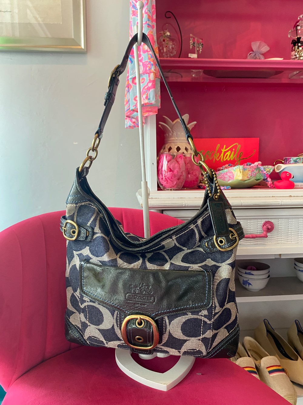Coach vintage denim signature shoulder bag