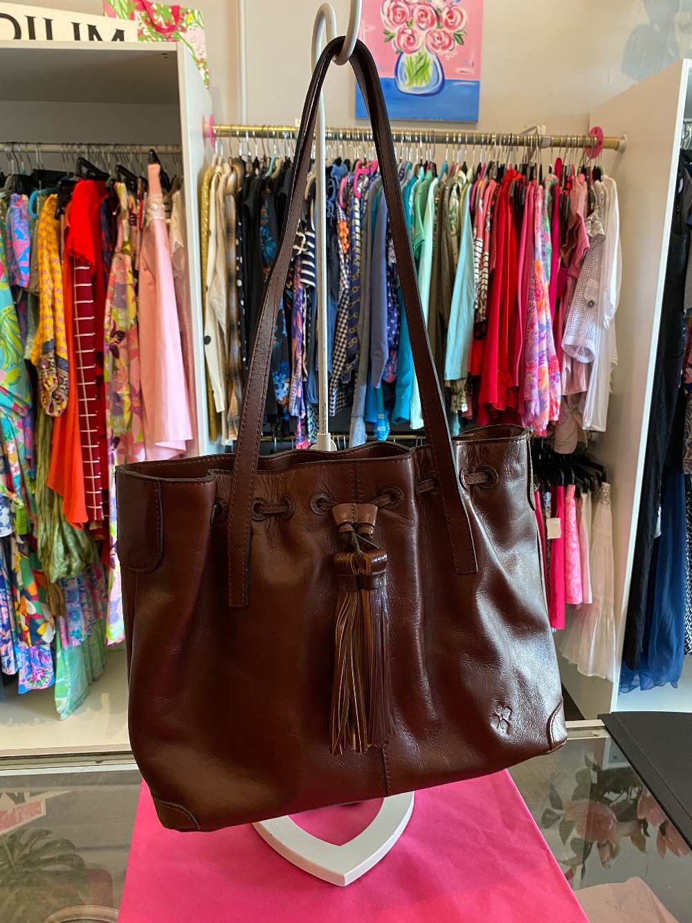 Patricia Nash Whitney Drawstring Leather Tote