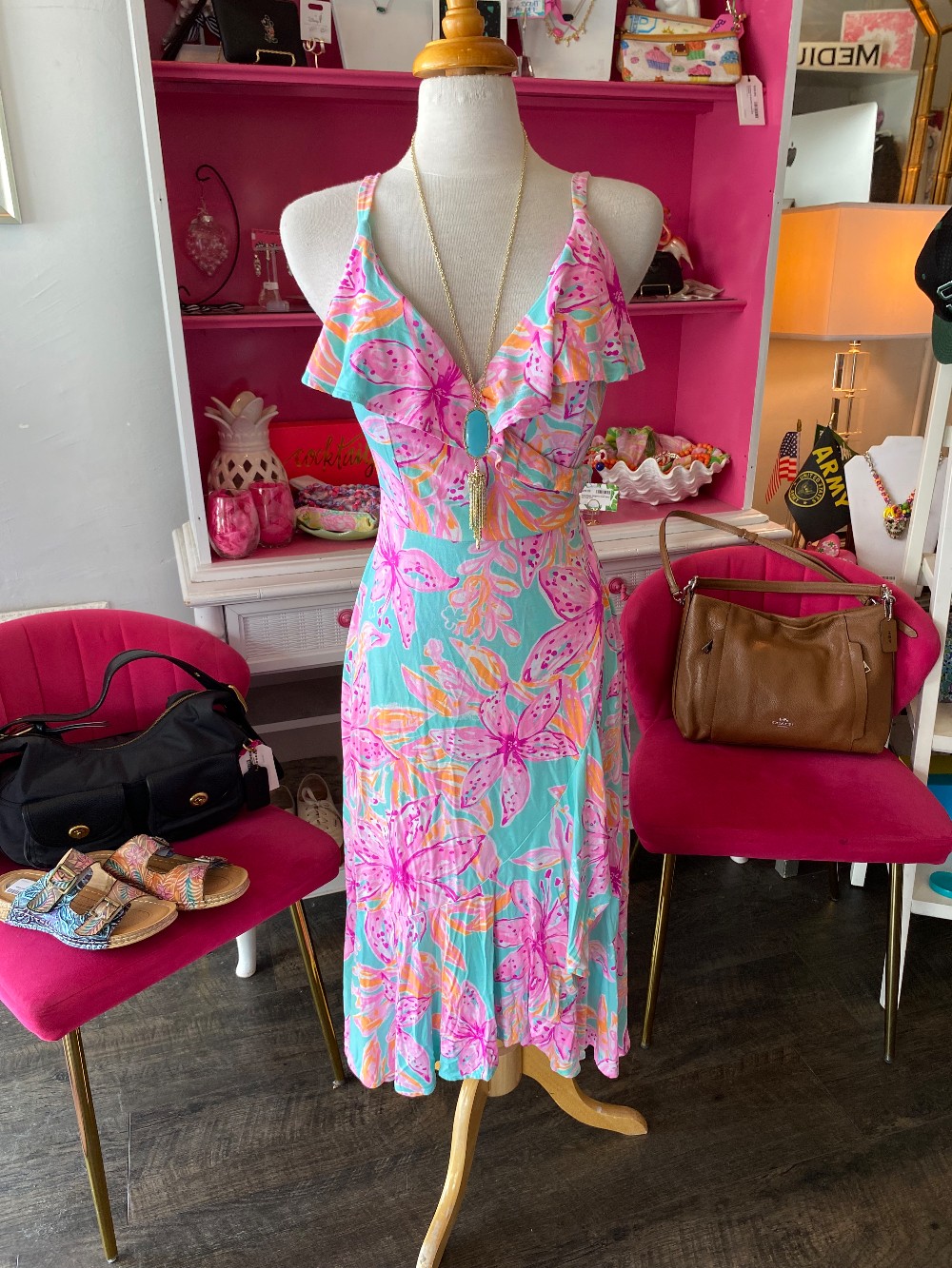 Lilly Pulitzer Fontaine Surf wrap dress size L