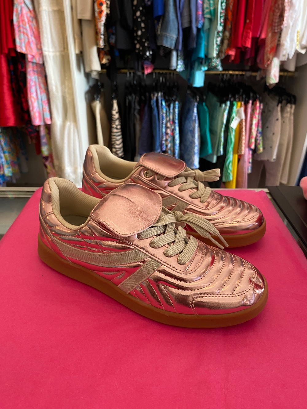 Steve Madden Madrid pink metallic sneakers size 8.5