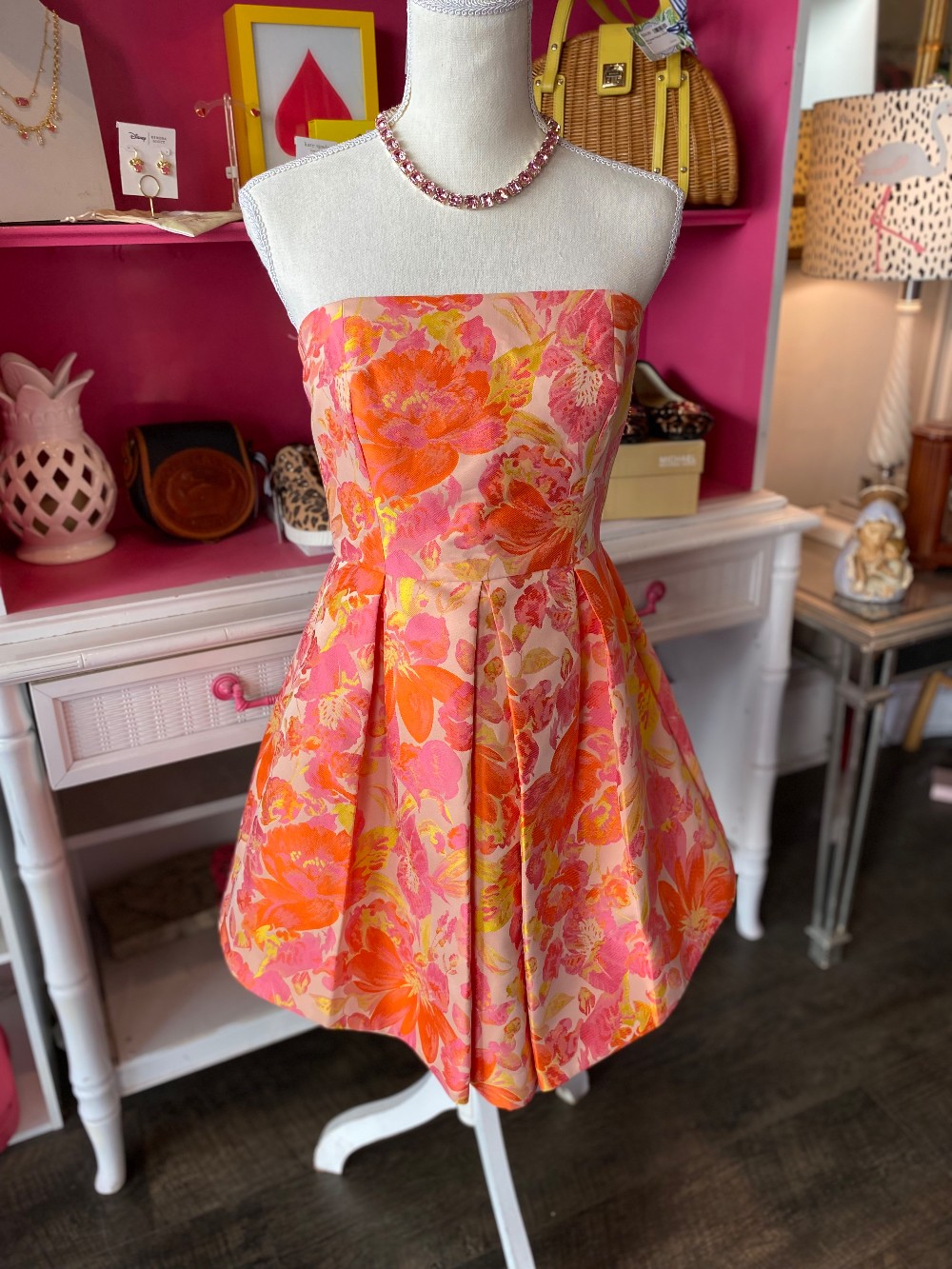 Trina Turk Audrey Fiori jacquard strapless dress size 4 NWT