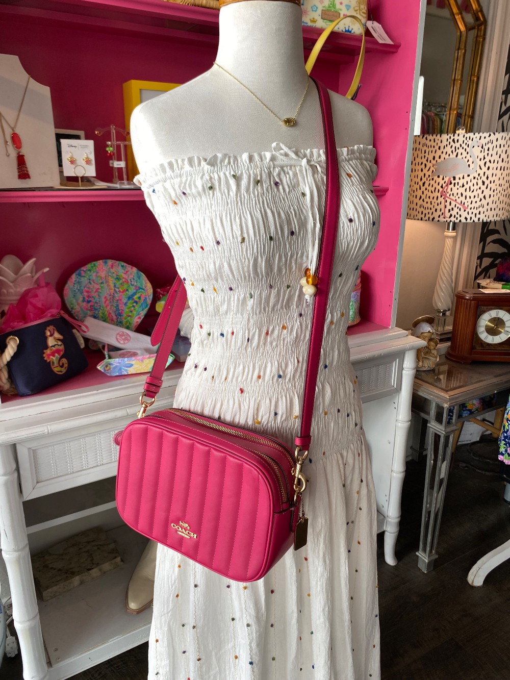 Coach quilted Cammie shoulder bag in bold pink