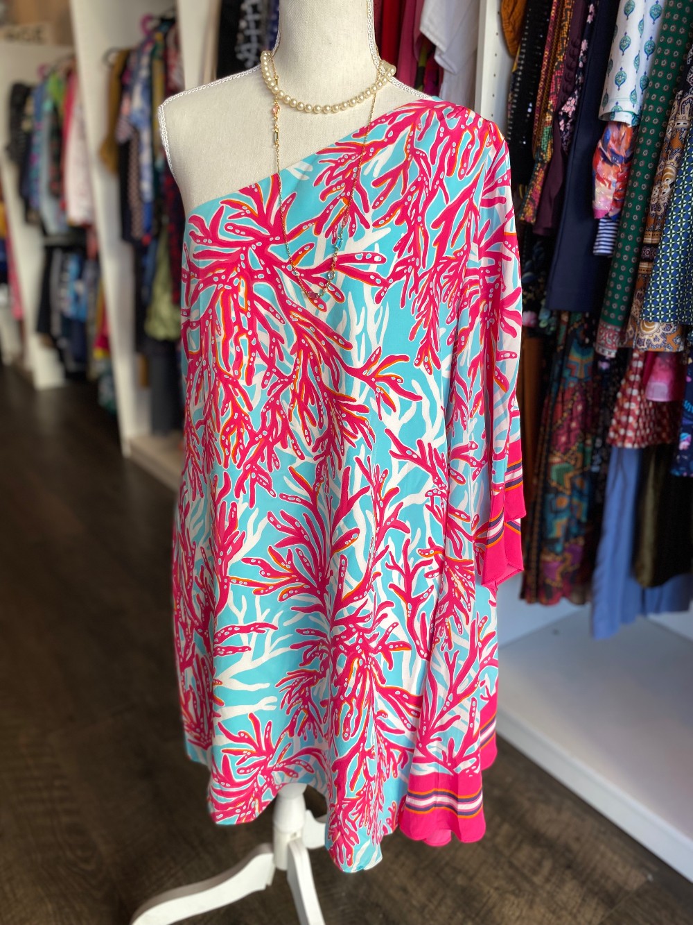 Lilly Pulitzer Marlee one shoulder silk dress size 8