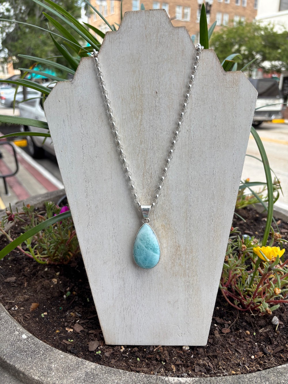Larimar Large Teardrop Pendant