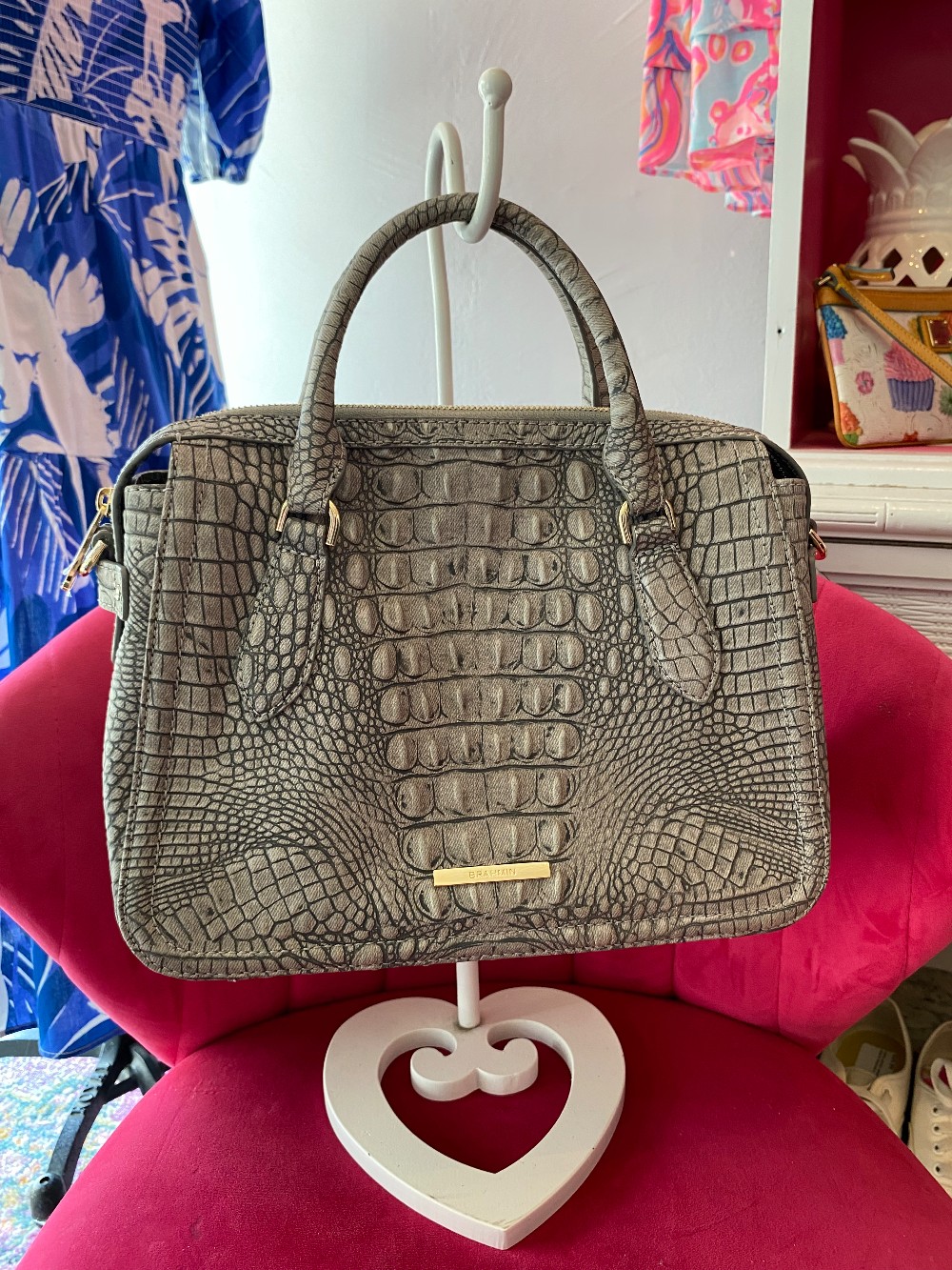 Brahmin grey Micaela satchel