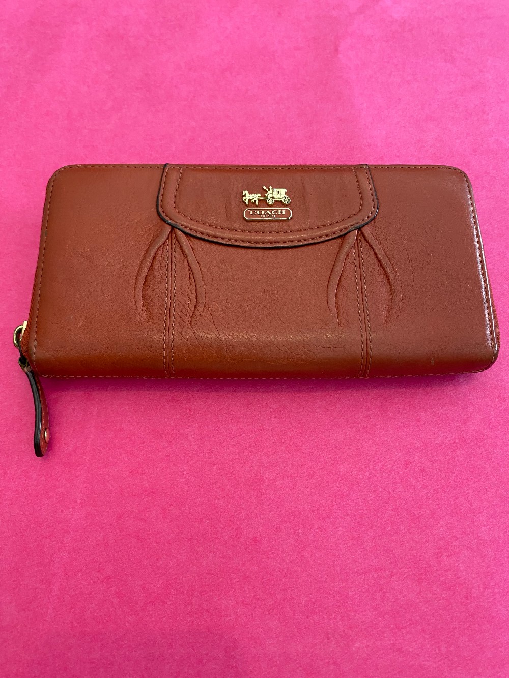 Coach burnt orange leather wallet